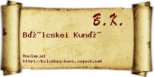 Bölcskei Kunó névjegykártya
